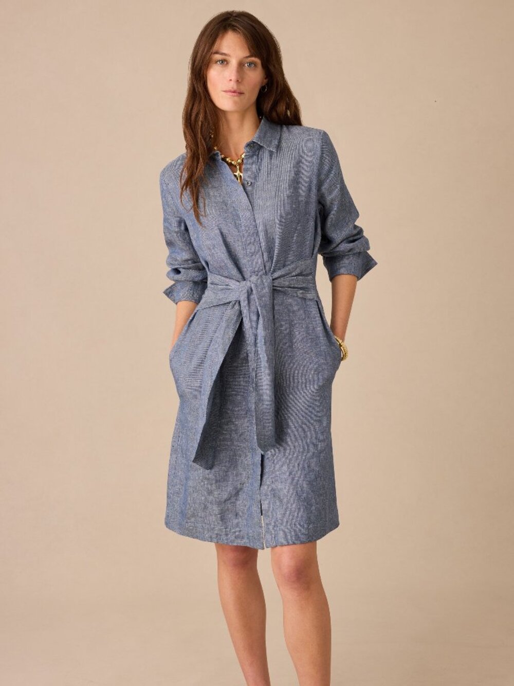 J McLaughlin Sylvia Linen Dress - Chambray NEW